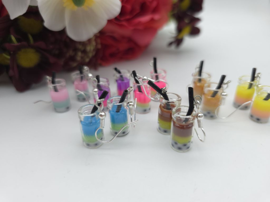 Bubble Tea Cocktail Ohrringe farbig